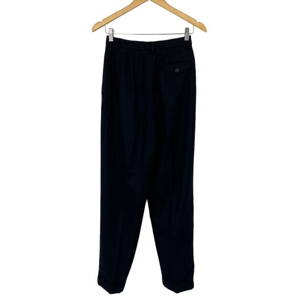 Vintage 90s Casual Corner Pure Wool Pants High Rise Pleated Front Cuffed Black 6 - Picture 4 of 8